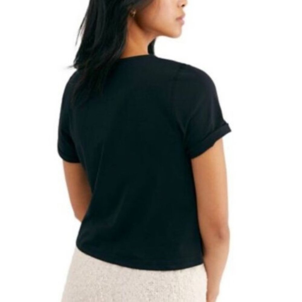 Free People What's Up Crop Boho Henley Top NWT - Picture 4 of 5